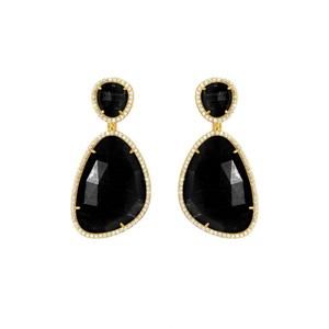 NEW SPLENDID IRIS women's bold cat's eye earrings in gold/black